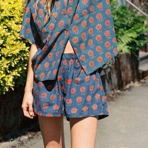 Christy Dawn Ada Block Print Cotton Shorts Sz Medium